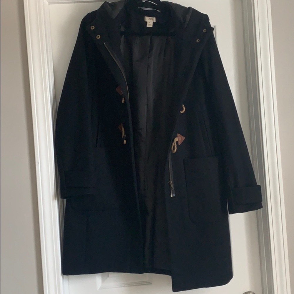 Jcrew black hooded pea coat